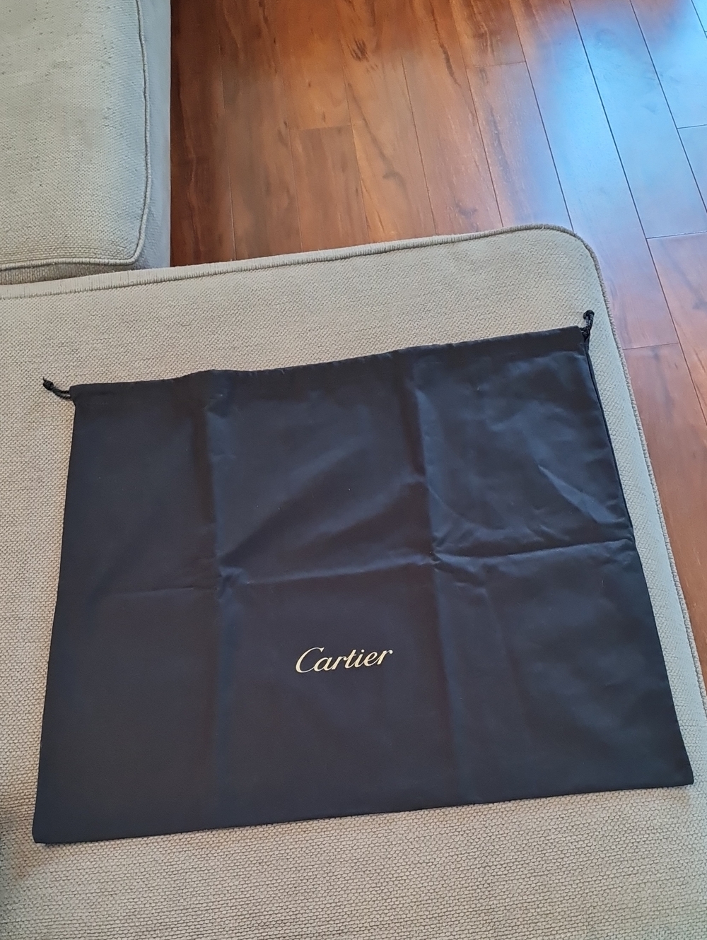 Cartier Black Drawstring Dust Pouch with Gold Logo